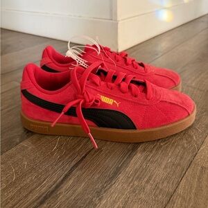 Puma Youth Club II Era Red Suede Black Casual Shoes Sneaker 398886-17 Size 4.5